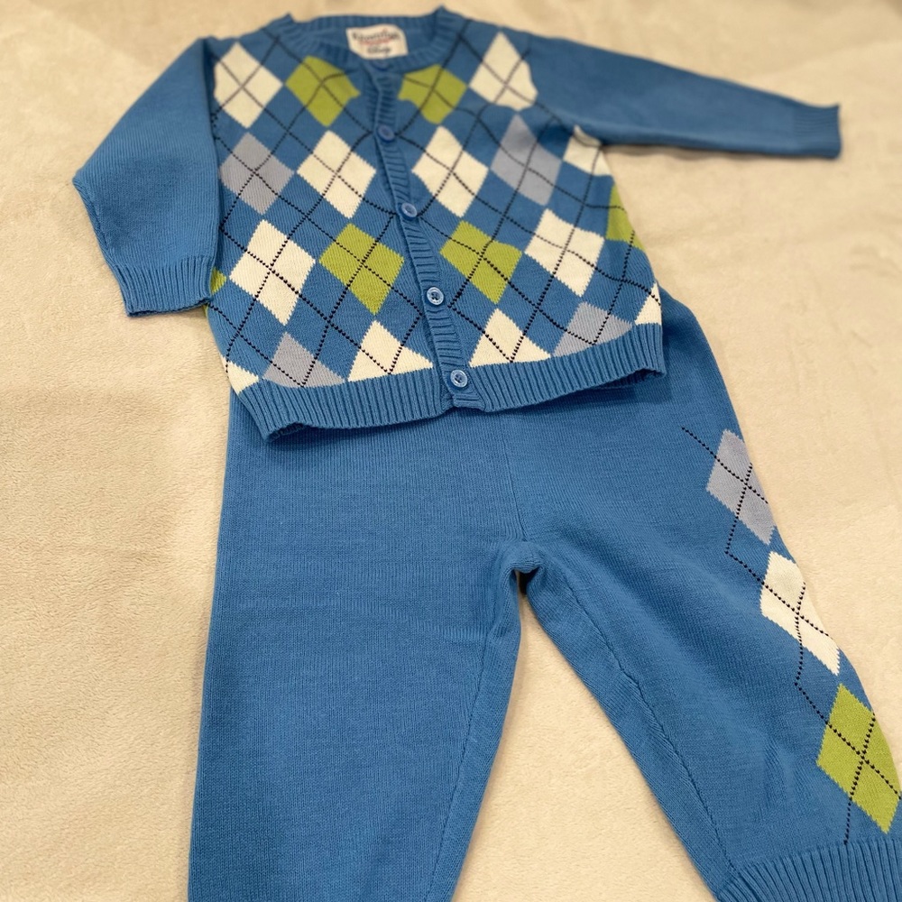 Blue knit outfit
